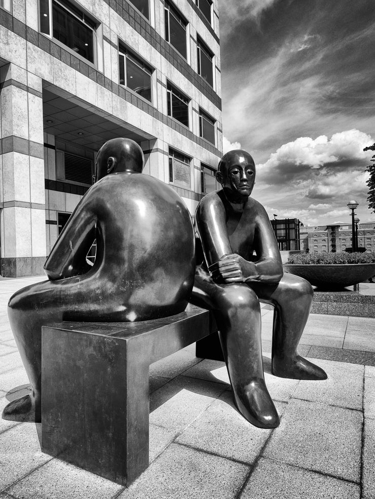 Two Men on a Bench, by Giles Penny, Canary Wharf, London