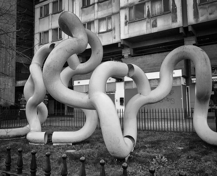 Tubular Blue Steel Sculpture, Catford