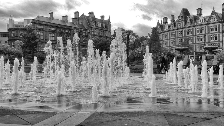 Peace Gardens Fountains, Sheffield Town Hall