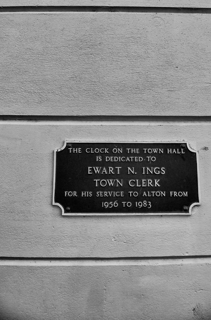 Ewart N Ings, Town Clerk Plaque in Alton