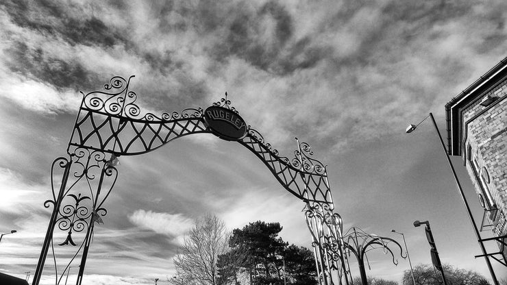 Ornate sign of Rugeley